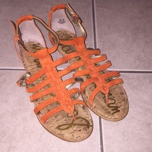 Orange suede “Donna” ankle strap gladiator-sandal
